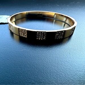 New DKNY Bangle Bracelet, Gold Tone and Crystals